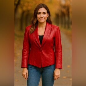 Vintage Red Leather Jacket. Philip Noel size small.